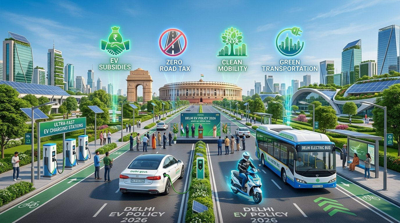 Delhi EV Policy 2026 Announced: Zero Road Tax, EV Subsidies And Petrol Two Wheeler Ban By 2028